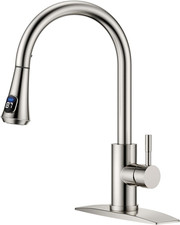 FORIOUS LED Kitchen Faucet with Pull down Sprayer, Brushed Nickel, Single Handle