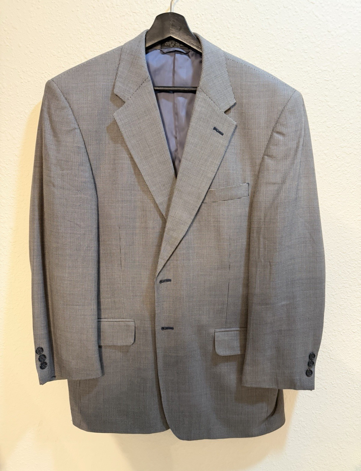 Bernhard Altmann Couture Men's 44R Gray Houndstooth 2-Button Notch Blazer