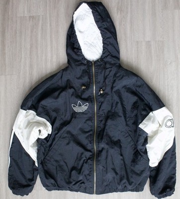 Vintage 90s Adidas Classic Big Trefoil Logo Hooded Jacket Men's Sz Large  Black