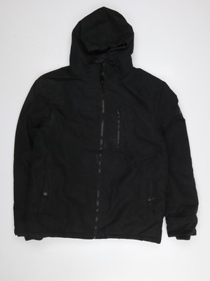 Threadbare Herren Schwarz L Kapuze Puffer Jacke Winter Reißverschluss Mantel