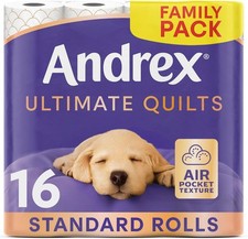 Andrex Supreme Quilts Quilted Toilet Paper - 16 Toilet Roll Pack - 25% Thicker