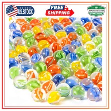 Sukh 90Pcs Glass Marbles Bulk - Thick Cat Eye Marbles, 14mm Medium Beads