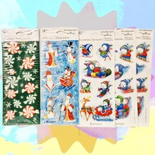 Vintage Sticker Lot Snowman Candy Christmas Holiday Glitter Lot