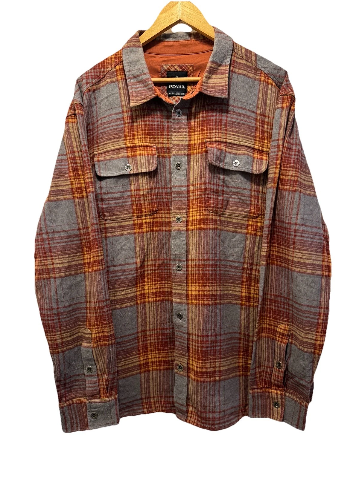prAna Outdoor Hiking Flannel Shirt Mens XL Plaid Brown Gray Button Up B4#11
Opens in a new window or