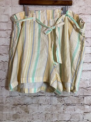 Jolie & Joy Boho Shorts Womens 3X Lightweight Pastel Striped Beachy Pull On Plus