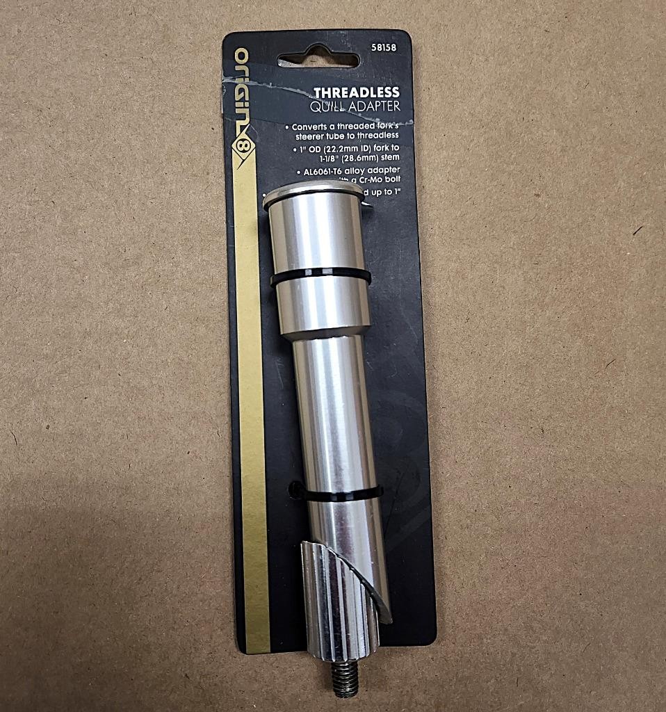 Origin8 Bicycle Quill Stem Adapter 22.2/28.6 (1" to 1-1/8") Silver OPEN PACKAGE