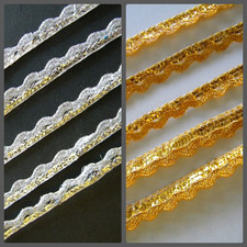 8m/2m Trim Lace Non-elastic Gold Silver 9mm