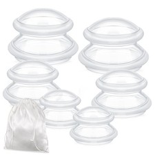 TrelaCo 6 Pcs Cupping Kit for Massage Therapy 3 Sizes Silicone Clear