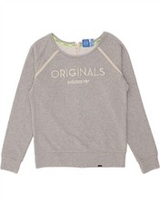ADIDAS Womens Graphic Sweatshirt Jumper UK 12 Medium Grey Cotton BY25