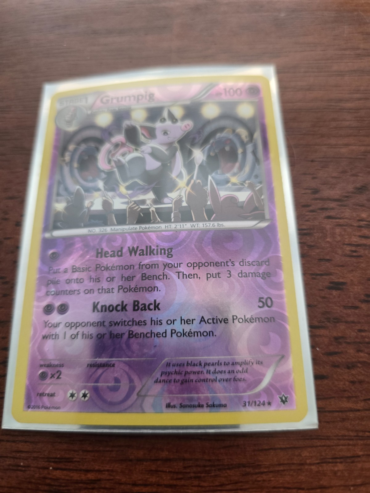 Pokemon Card Grumpig Fates Collide 31/124 Reverse Holo Rare NM/MT