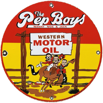 #ad VINTAGE PEP BOYS MOTOR OIL PORCELAIN SIGN GASOLINE STATION PUMP PLATE SERVICE $114.50