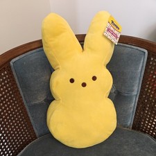 Peeps Easter Bunny Plush Yellow Stuffed Toy Pillow Large Soft Weighted Bottom