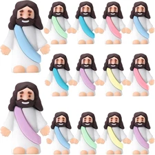 Bememo 12 Pcs Little Jesus Figure Original Rubber Pocket Toys to Hide and Seek M