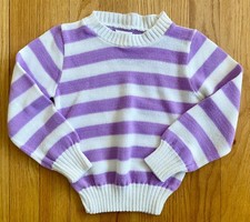 Vintage 80s Girl's Striped Pullover Size 4/5 JCPENNEY Purple Crewneck Sweater