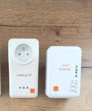 DEUX Prise Cpl  ORANGE WIFI Extender liveplug  ( très bon état) + câble rj45