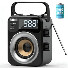 Portable Radio AM FM WB SW,Bluetooth Digital Radios Built-in 4000mah Black
