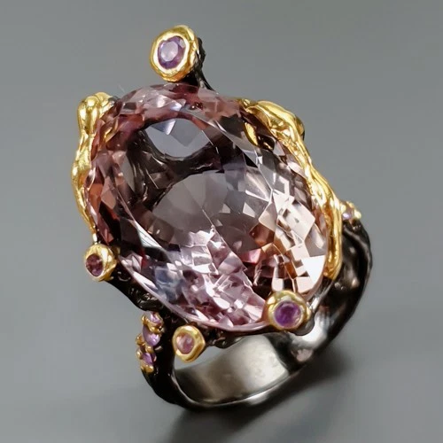 Handmade 24 ct+ Natural Ametrine Ring 925 Sterling Silver Size 7 /R449655