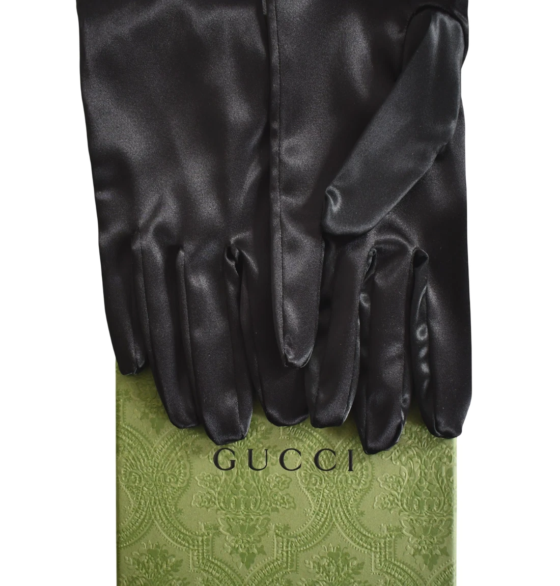 🆕️NEW GUCCI Solid Black Satin Stretch LONG/OPERA Gloves Size 8/Large