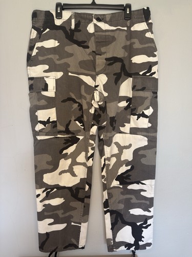 Vintage Propper Combat Trousers Reg White & Gray Camo Cargo Pants Size Large - Picture 2 of 12