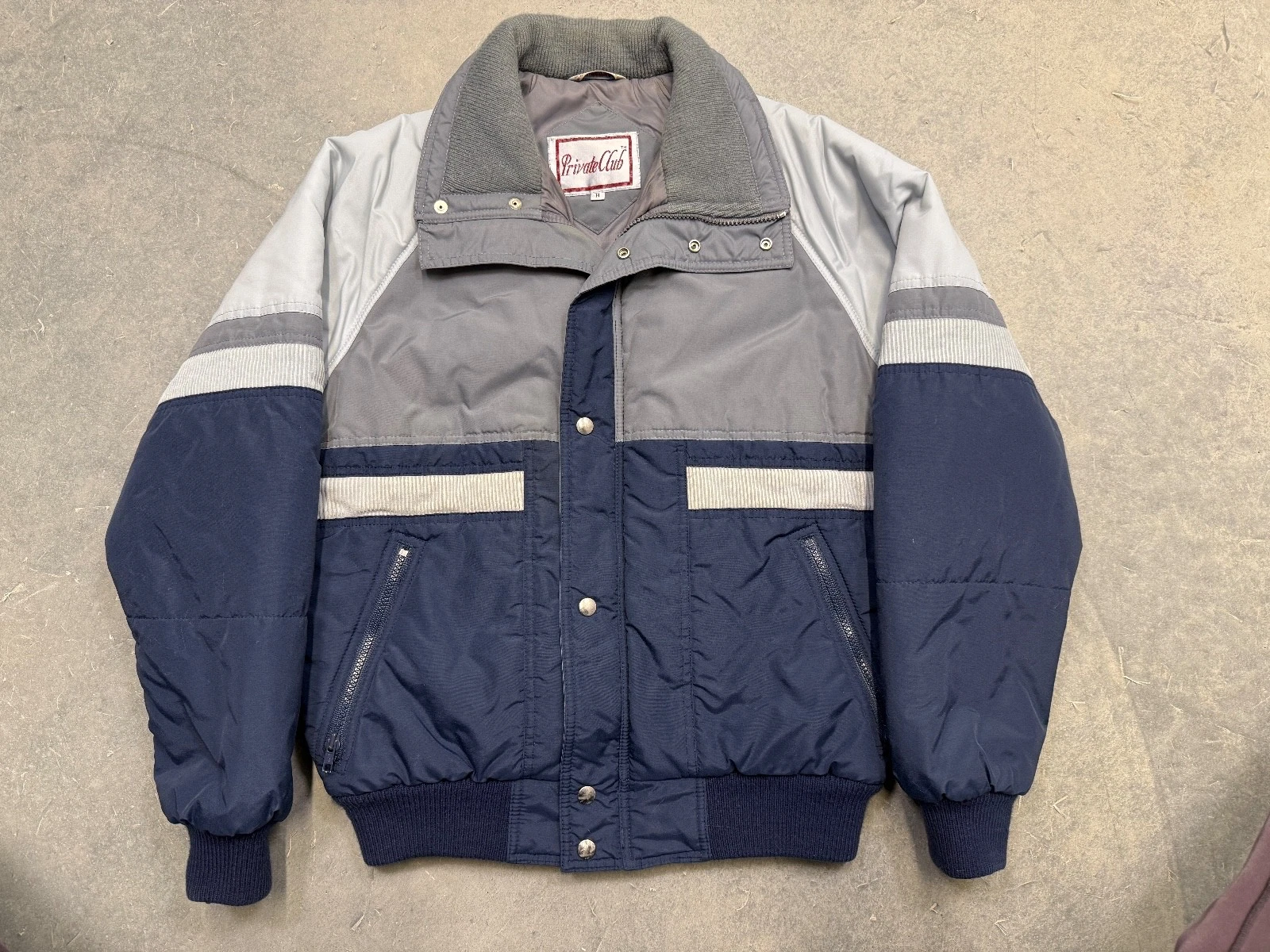 Private Club Vintage Puffer Jacket Men’s Medium Blue Gray Colorblock 80/90s