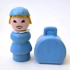 Vintage FISHER PRICE Little People Tall Stewardess with Blue Luggage