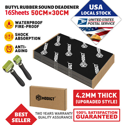 MODIGT SOUND DEADENING MAT Black PROOFING VAN CAR BUTYL METAL FOIL AUDIO PANEL