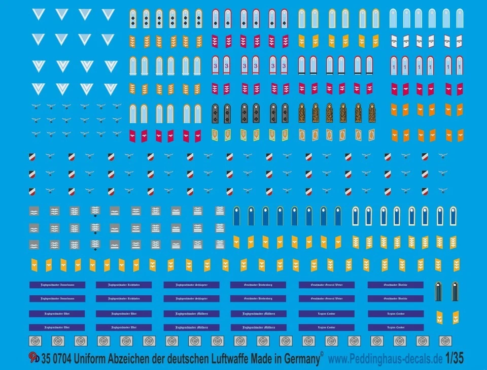 Peddinghaus-Decals 1/35 0704 Insignes D'Uniforme