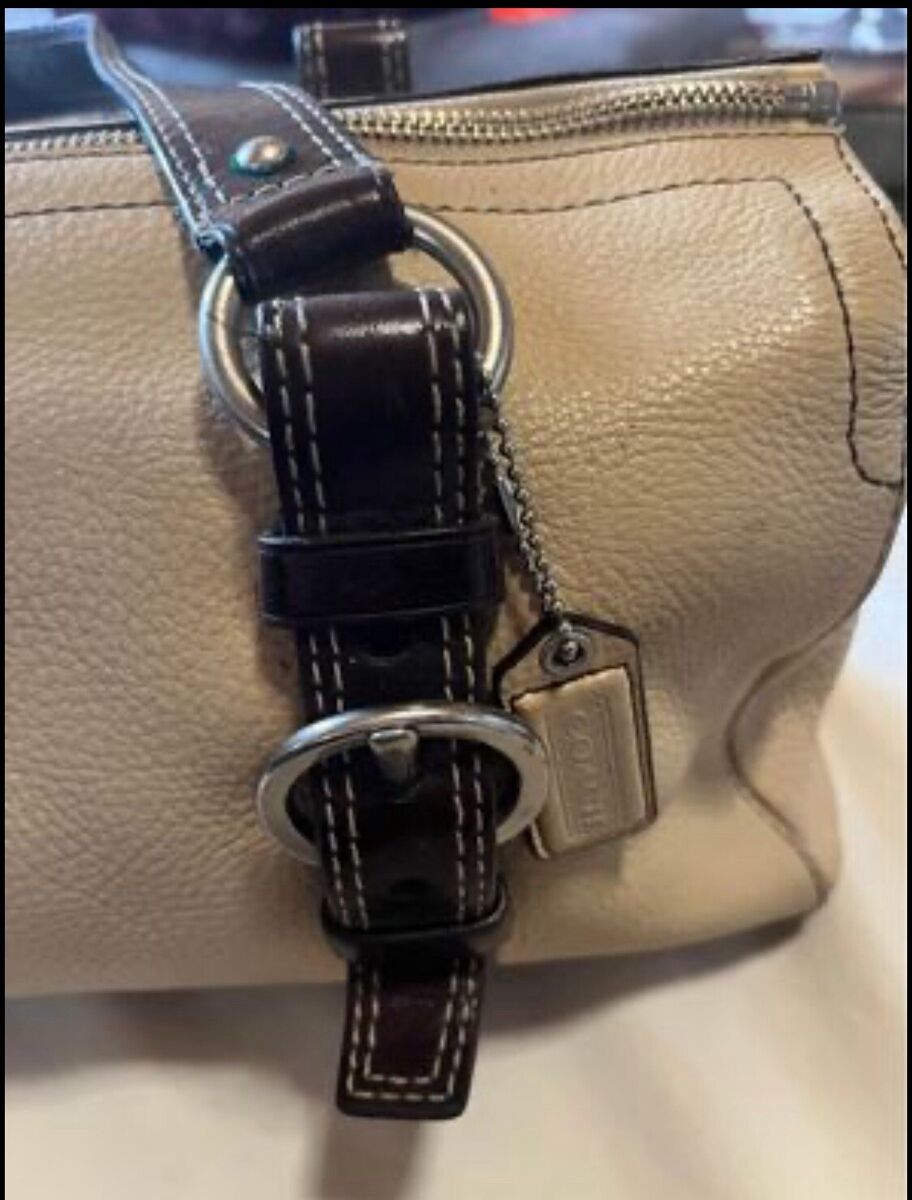 COACH K0782 F10887 Cream Pebble Genuine Leather Satchel COACH K0782 F10887 Cream Pebble Genuine Leather Satchel