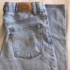 Levi  s Girlfriend Girl  s Denim Blue Jeans Youth Sz. 12 Reg Distressed Light Blue