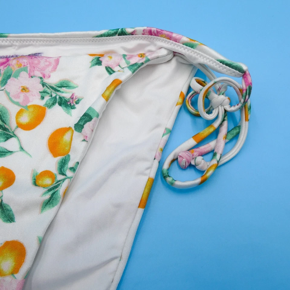 Biquíni Victorias Secret médio branco floral limões hipster laço lateral parte inferior natação - Imagem 4 de 4