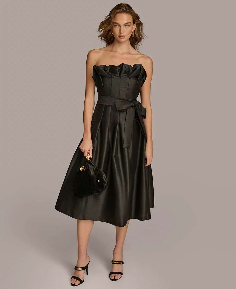 Donna Karan New York Women's Ruffle-Trim Tie-Waist Dress