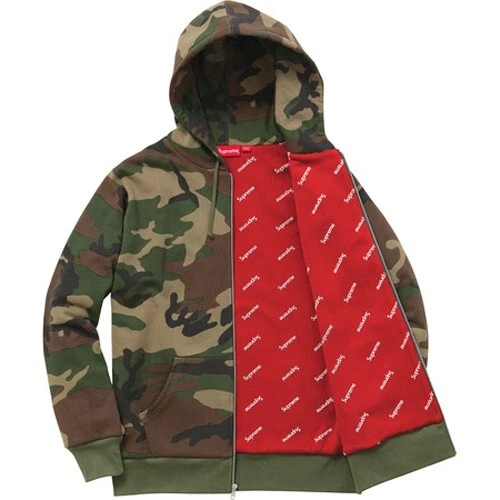 Supreme petite boîte sweat zippé thermique camouflage bois L