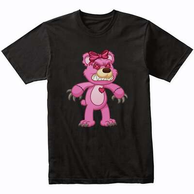 Evil Pink Teddy Bear Demented Deranged Bear T-Shirt - Psycho Bear Shirt For Men