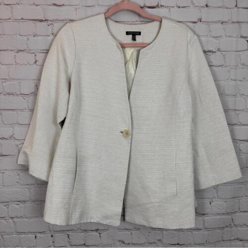 Eileen Fisher Cream Single button Blazer Jacket Size M
