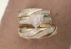 1.50Ct Round Moissanite His & Her Wedding Trio Ring Set 14K Yellow Gold Plated