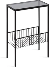 Trubey Modern Side Table, 15.75" X 8" X 24.6", Black, Contemporary End Table wit