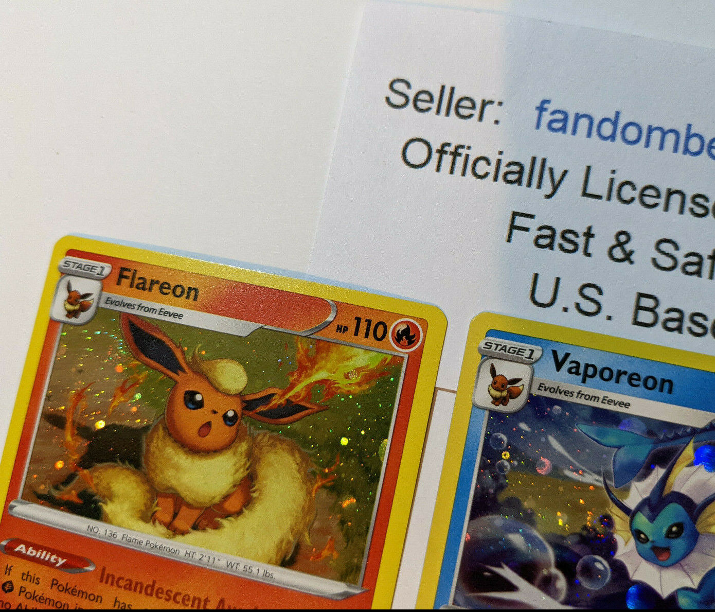 Jolteon Flareon Vaporeon Eevee - Vivid Voltage - Evoltuion Pokemon Card Lot  - Rare 4 Card Set - 047/185-026/185-030/185