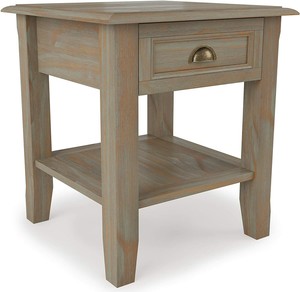 Burlington Solid Wood 18 Inch Wide Square End Table In Distressed Grey New Ebay