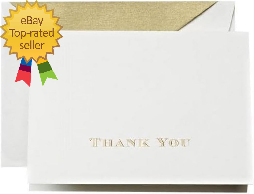 Gold Hand Engraved Thank You Notes (Ct1308),Pearl White