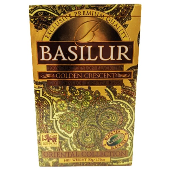 Basilur Schwarzer Ceylon Tee Golden Crescent 25 Teebeutel Schwarztee-image