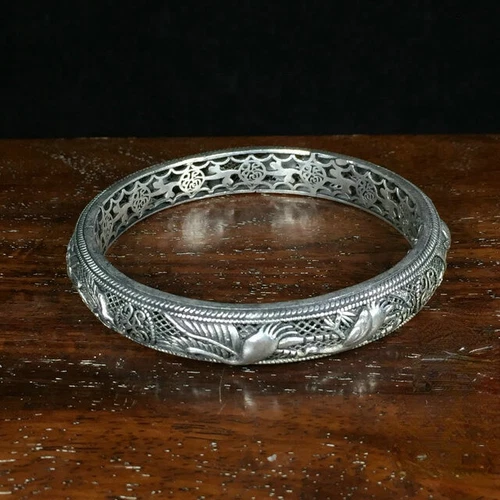 Jewelry Bracelet Tibetan Silver Bangle Hollow Phoenix Bangle - Picture 2 of 5
