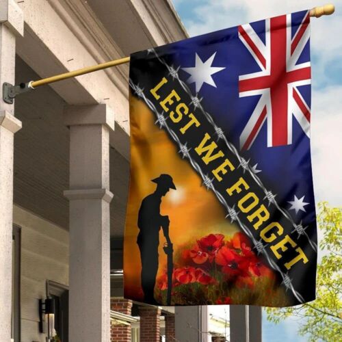 Lest We Forget Australia Flag Remembrance Anzac Day Honor Australian Veterans Fl - Picture 1 of 6