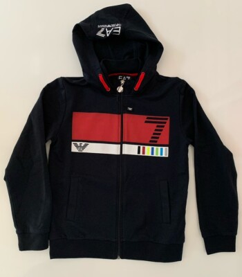 EMPORIO ARMANI EA7, Jacke, Sweatjacke, Größe 140, Schwarz, Logo, Neu, NP 125 