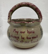 Pigeon Switch Pottery Basket  w/Cranberry Sponge ware Handle, Trim and Quote