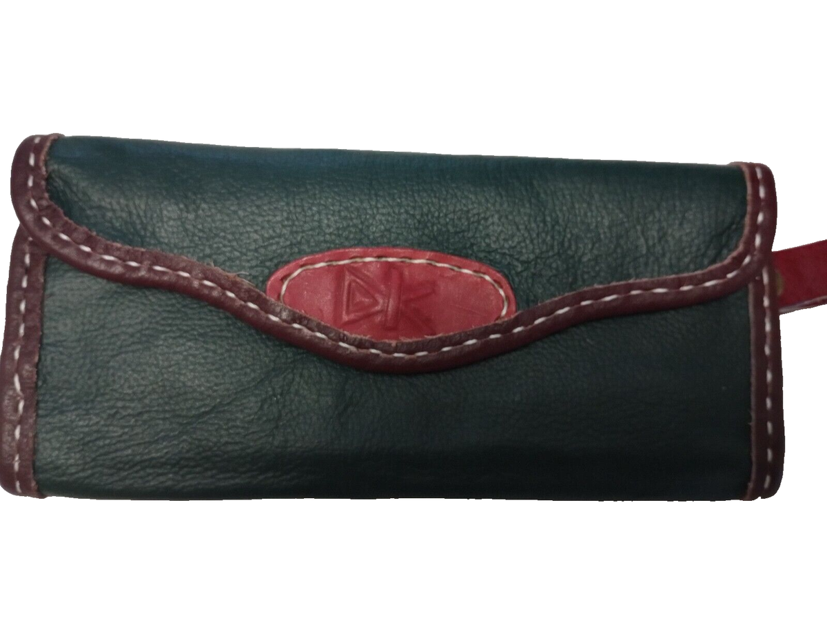 Hand Tooled Leather Wristlet Wallet Hunter Green & Brown | eBay