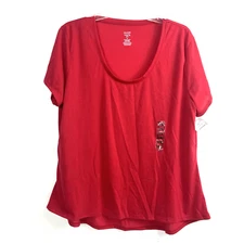 Women's Jennifer Lauren Solid Red Scoop Neck Short Sleeve Blouse Plus Size 3X