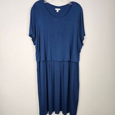 J.Jill Dress Turquoise Knit Back Button Detail Pockets Sz 2X Lagenlook Office