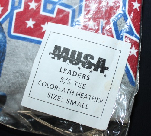 Men's MUSA Small Gray Red Blue LEADERS of WORLD S/S Cotton T-Shirt USA Made New - Picture 6 of 10