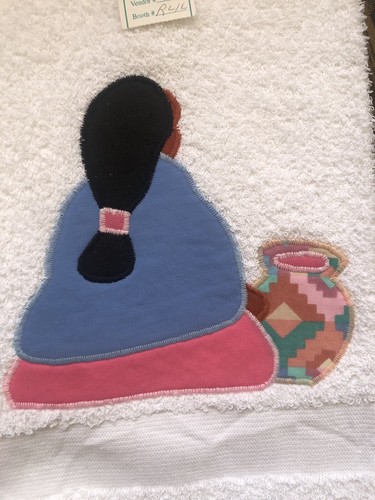 Vintage Pair Martex White Hand Towels Navajo Woman Southwestern NWT - Picture 2 of 6