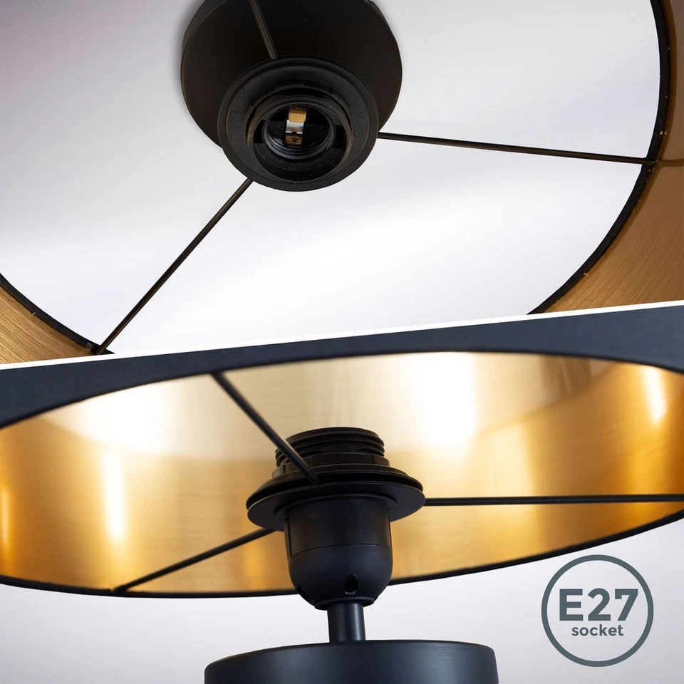 Plafonnier tissu noir-or E27 Ø30cm plafonnier luminaire moderne salon chambre - Photo 4/4